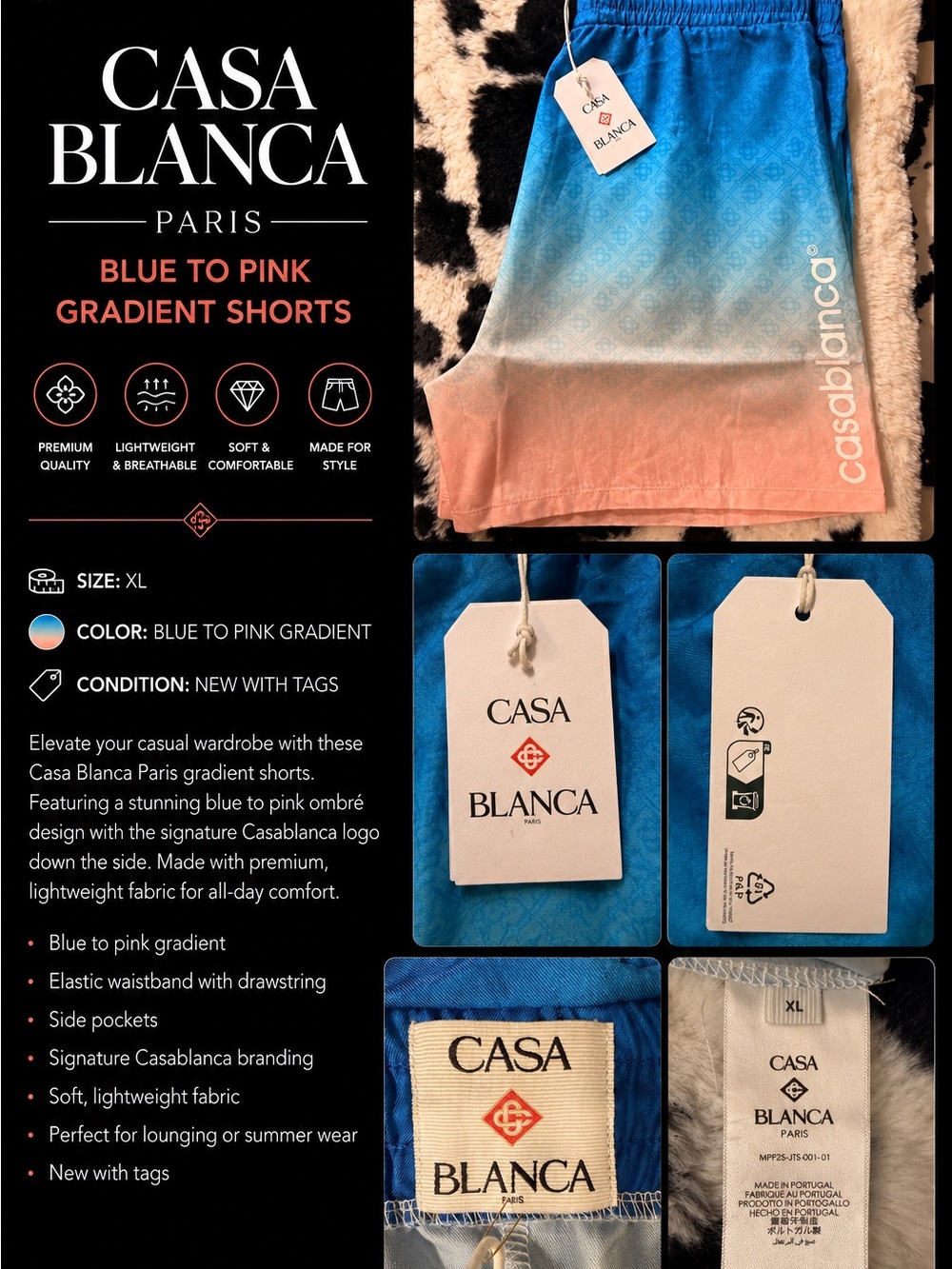 Casa Blanca Blue to Pink Gradient Men's Shorts